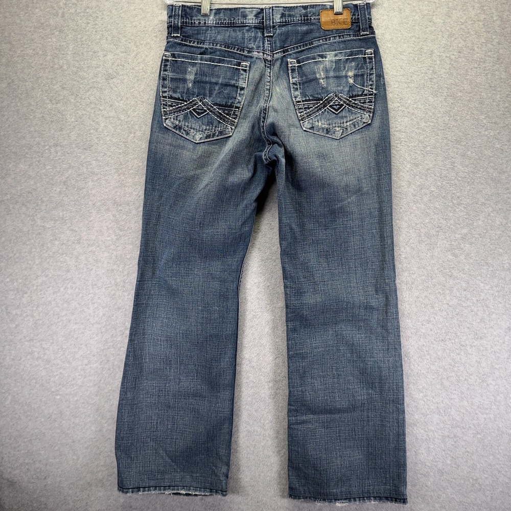 BKE Tyler Jeans Mens 32x30 Blue Relaxed Straight Leg Distressed Denim Baggy - Picture 7 of 10